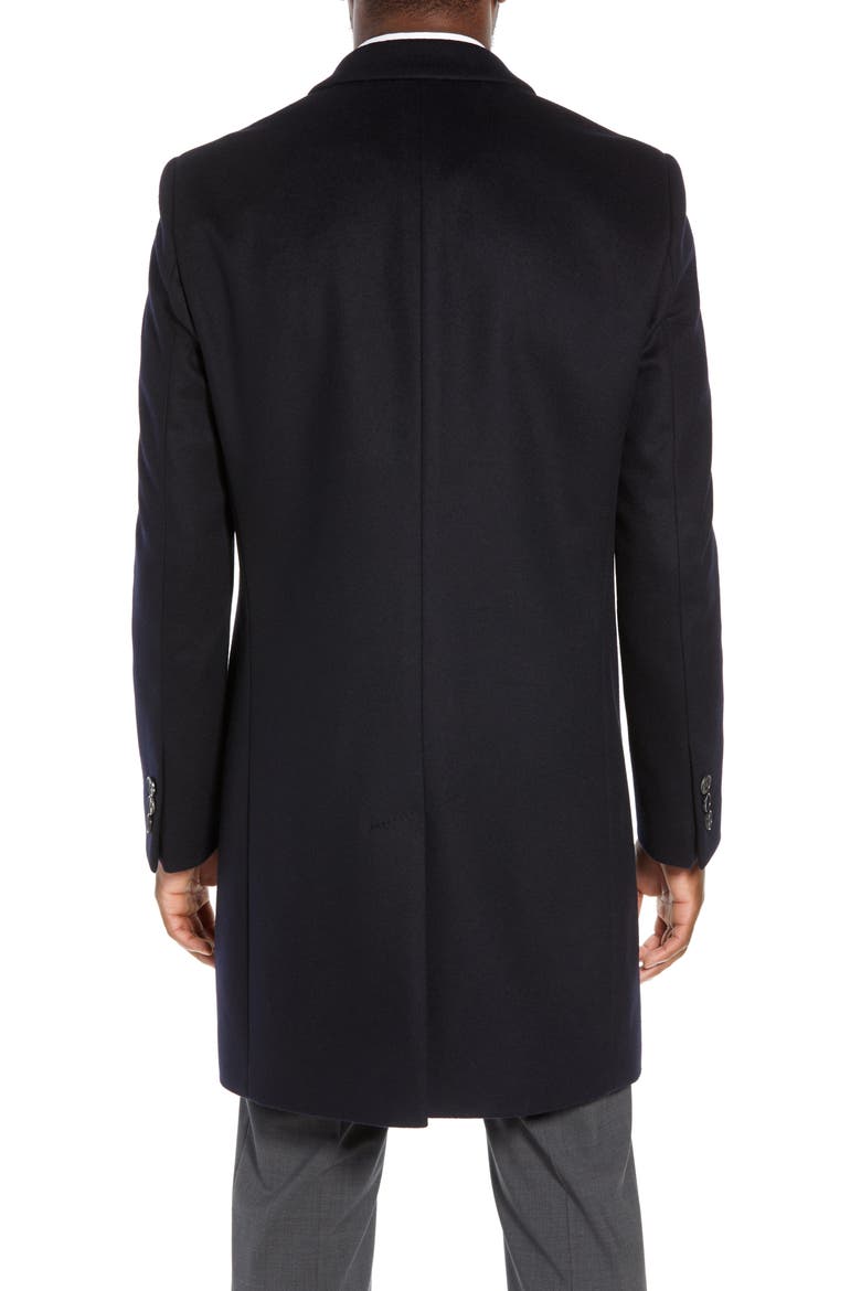Nye Regular Fit Solid Wool & Cashmere Topcoat, Alternate, color, DARK BLUE