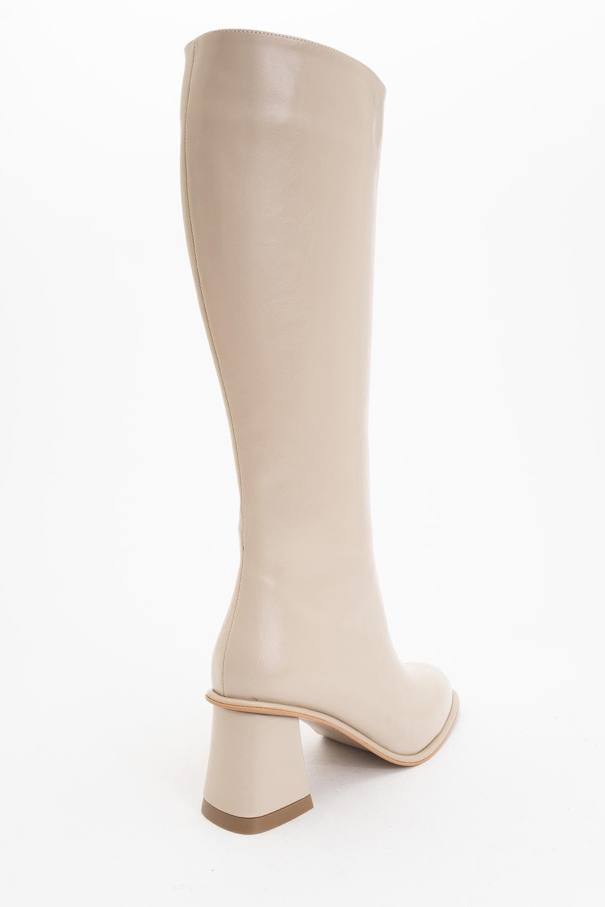 Paradis Block Heel Knee High Boot, Alternate, color, Beige Faux Leather