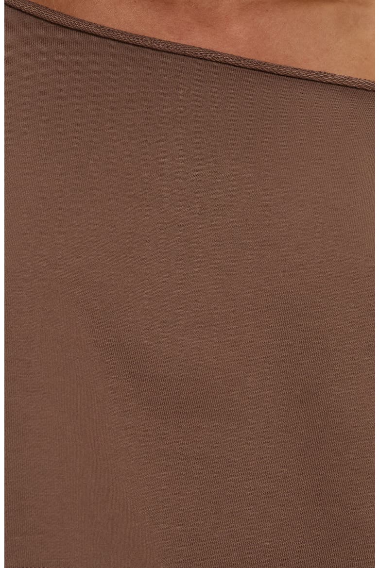 Retreat Raw Edge One-Shoulder Sweatshirt, Alternate, color, COCOA