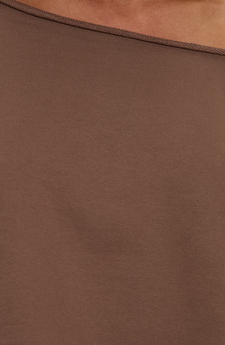 Princess Polly Retreat Raw Edge One-Shoulder Sweatshirt, Alternate, color, Cocoa