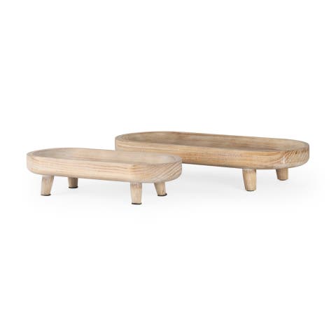 Carver Set of 2 Wood Footed Trays
