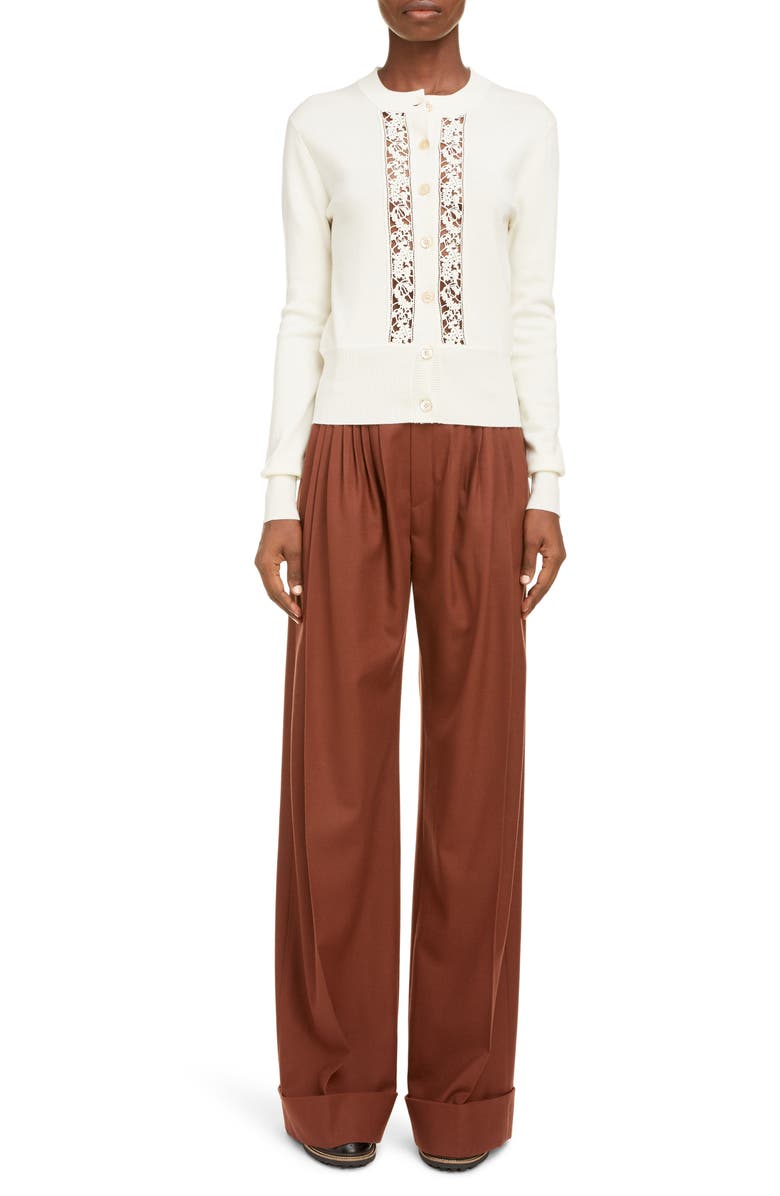 Chloé Argyle Oversize High/Low Wool & Cashmere Sweater, Alternate, color, 