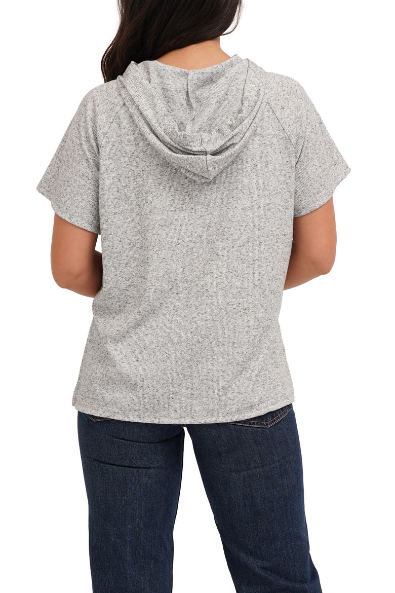 Short Sleeve Pullover Hoodie, Alternate, color, MIDNIGHT/ BLACK