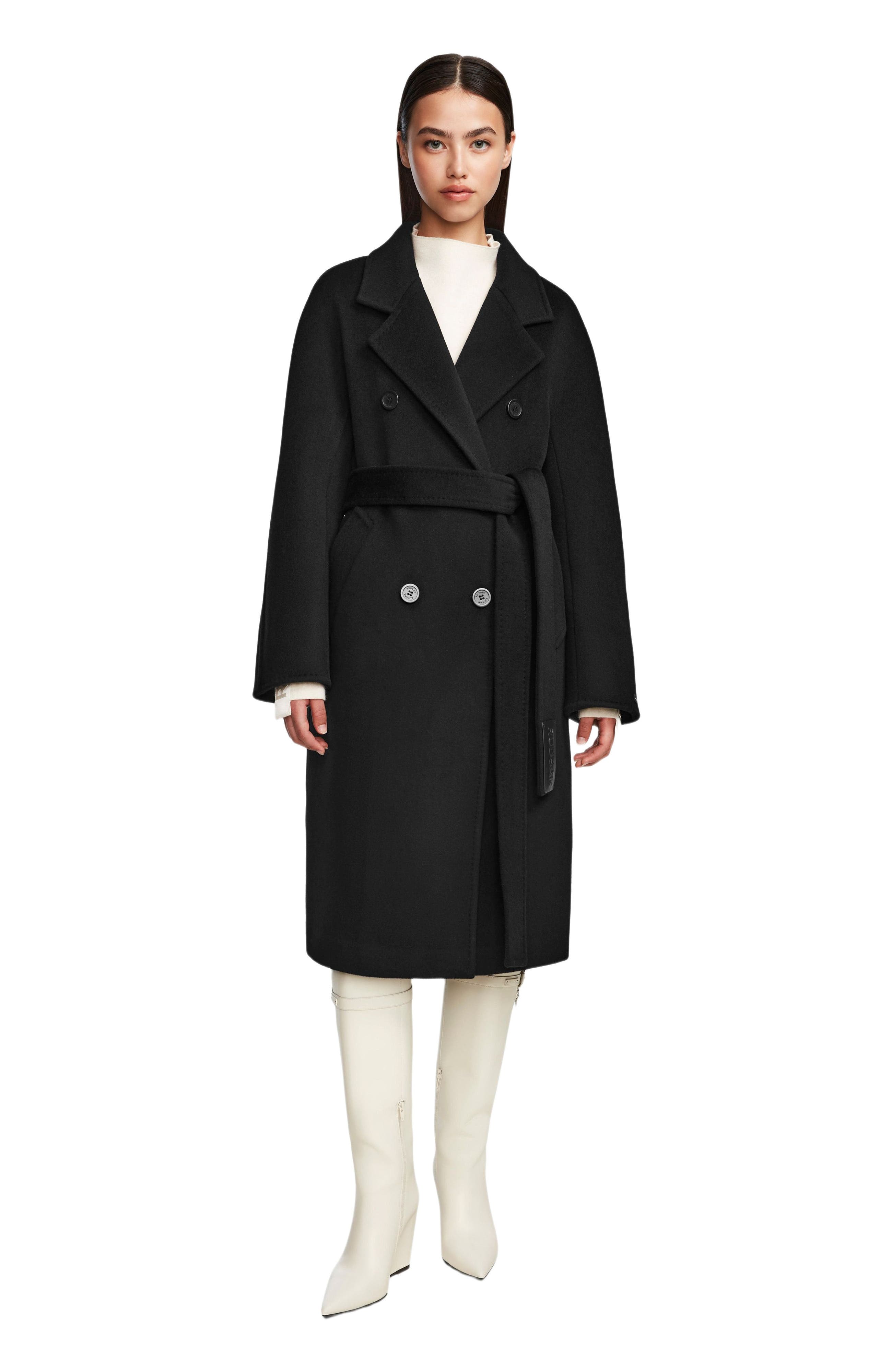 KOURT W Women's Black Double-Breasted Wool Coat by RUDSAK 