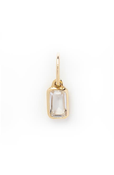 Solid 9K Gold & Baguette Cut Birthstone Charm