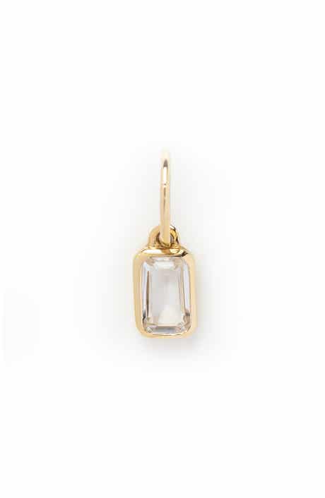Local Eclectic Solid 9K Gold & Baguette Cut Birthstone Charm