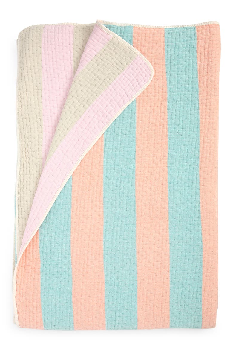 Warm Stripe Cotton Matelassé Coverlet, Main, color, WARM STRIPE