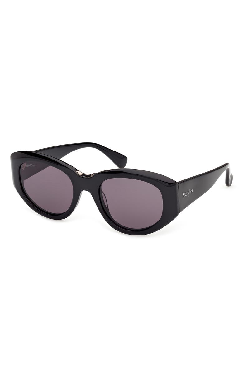 Max Mara 52mm Round Sunglasses, Alternate, color, Black Ruthenium / Smoke