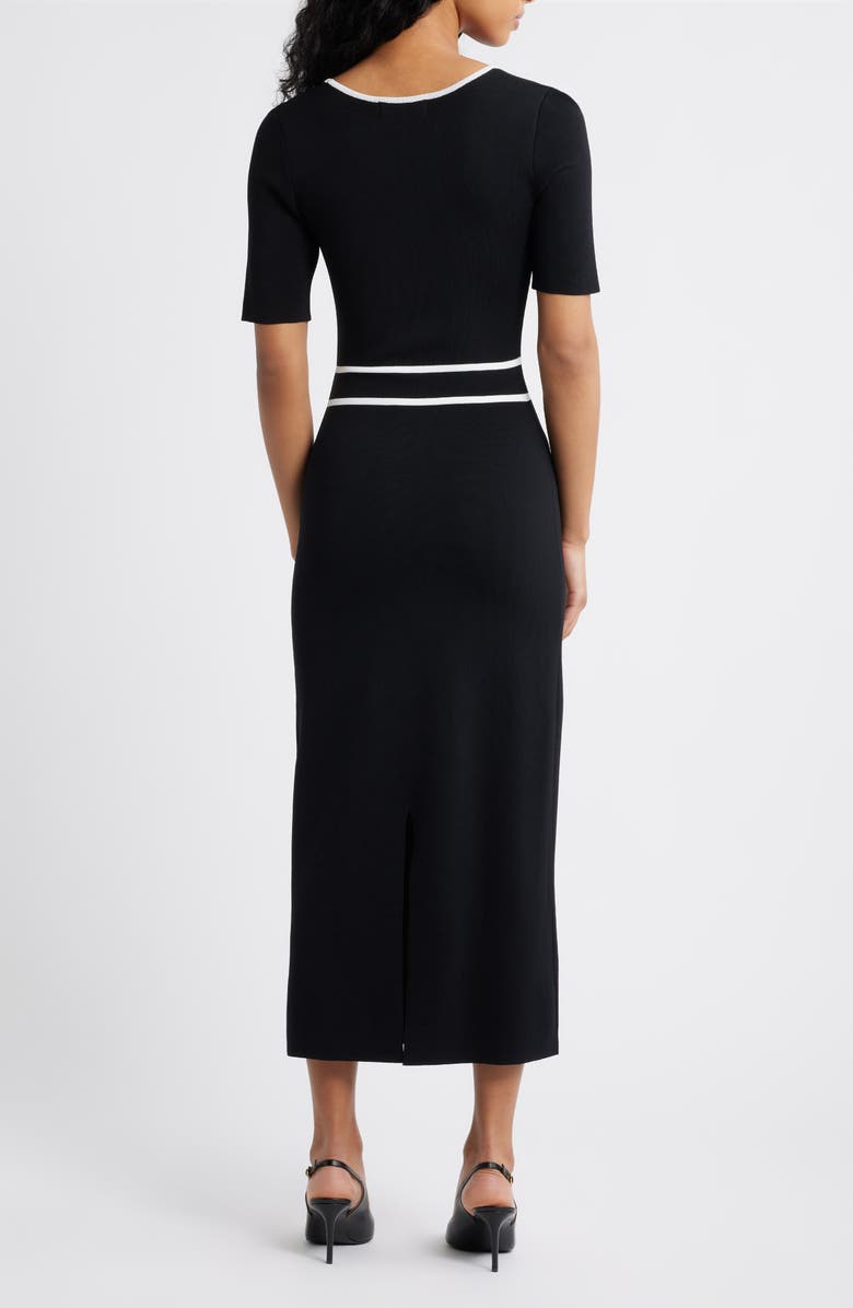 FREEMARKET Short Sleeve Knit Dress, Alternate, color, Black/ White