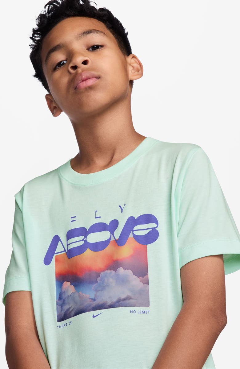 Nike Kids' Sportswear Fly Above Cotton Graphic T-Shirt, Alternate, color, Barely Green