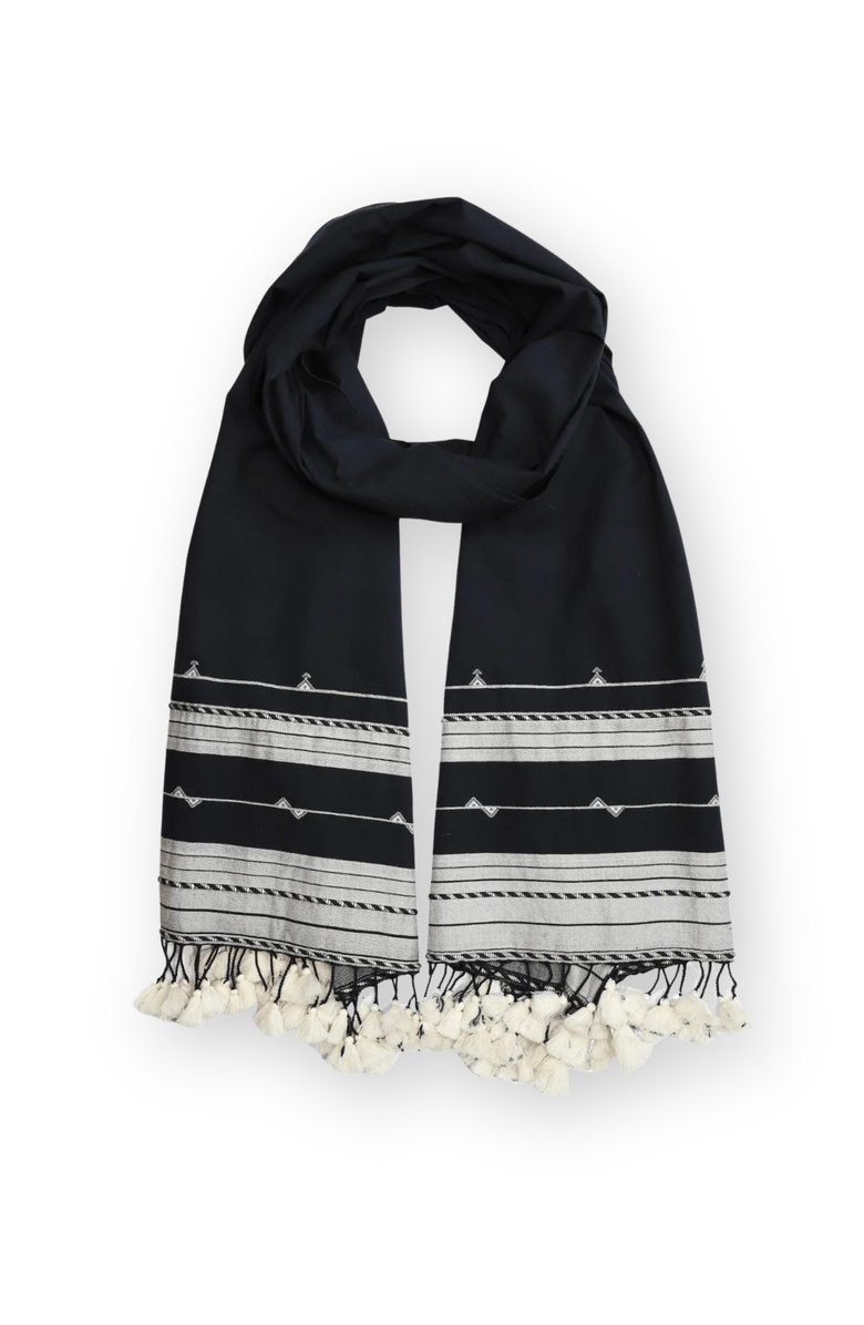 Passion Lilie Black Kutch Scarf, Main, color, Black