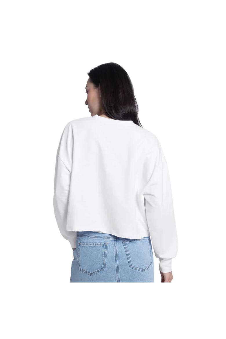 Women's G-III 4Her by Carl Banks White New York Yankees Bleachers Cropped Pullover Sweatshirt, Alternate, color, White