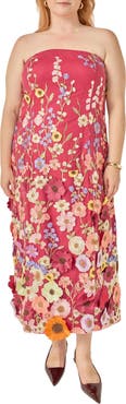 Endless Rose Floral Embroidered Strapless Maxi Dress