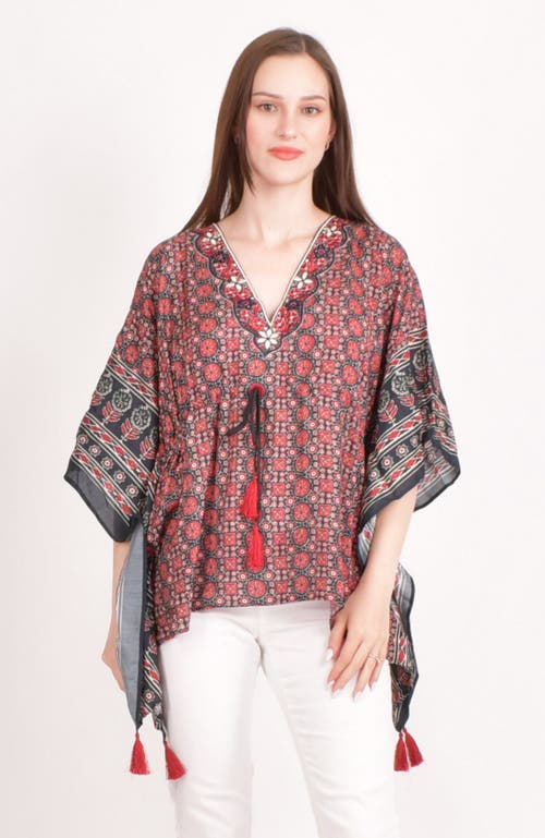 Raas Yana Embroidered Ajrakh Kaftan Top