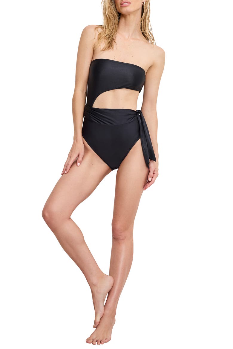 Strapless Cutout One-Piece Swimsuit, Main, color, BLACK001