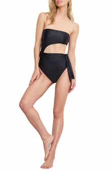 Good American Strapless Cutout One-Piece Swimsuit