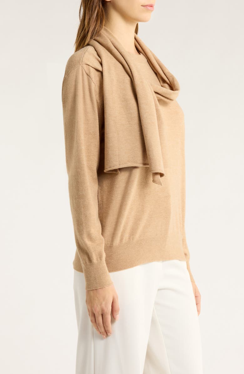 Halogen<sup>®</sup> Crewneck Scarf Sweater, Alternate, color, Latte Heather