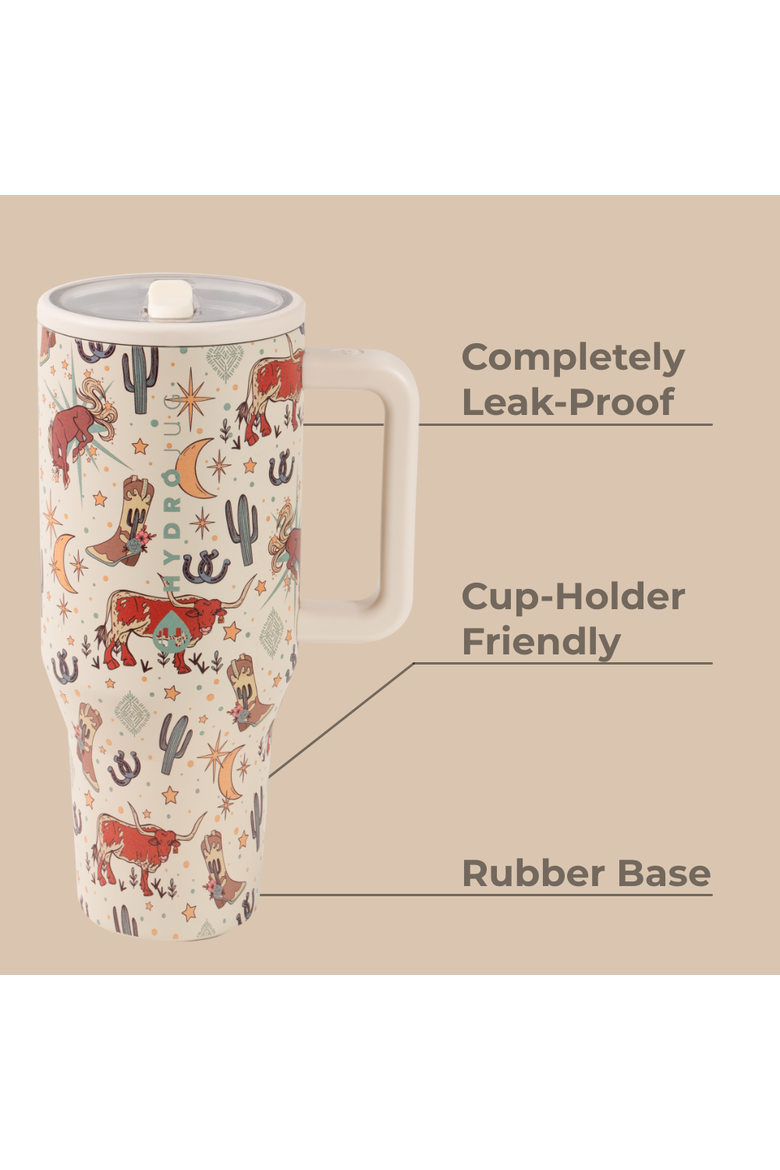 Traveler - Leakproof Insulated 40oz Water Bottle with Handle & Flip Straw, Alternate, color, Rodeo