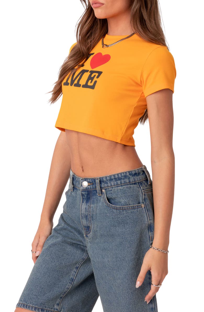 EDIKTED I Love Me Crop Graphic T-Shirt, Alternate, color, 