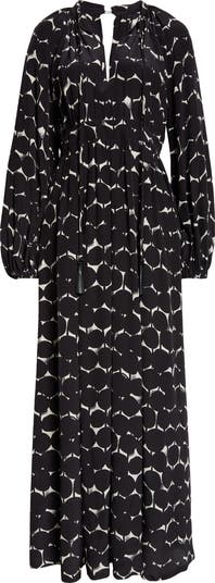 Max Maraアウトレット「URBANIA」プリント シルクロングドレス Max Mara Urbania Dot Print Long Sleeve Silk Maxi Dress