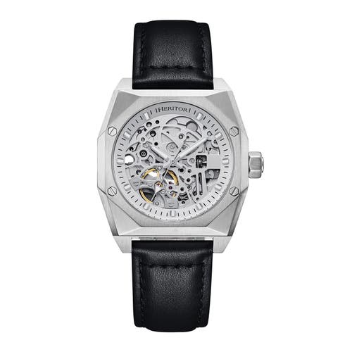 Heritor Automatic Elliott Leather-band Watch In Black