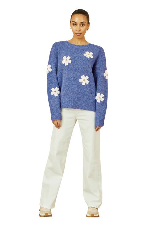Crochet Flower Knit Sweater
