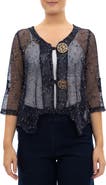 Nina Leonard Open Knit Bolero Cardigan
