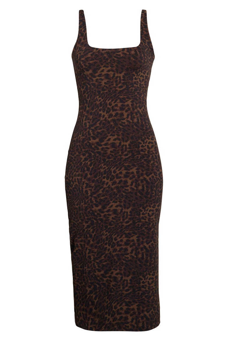Leopard Print Midi Dress, Alternate, color, CARIBOU LEOPARD
