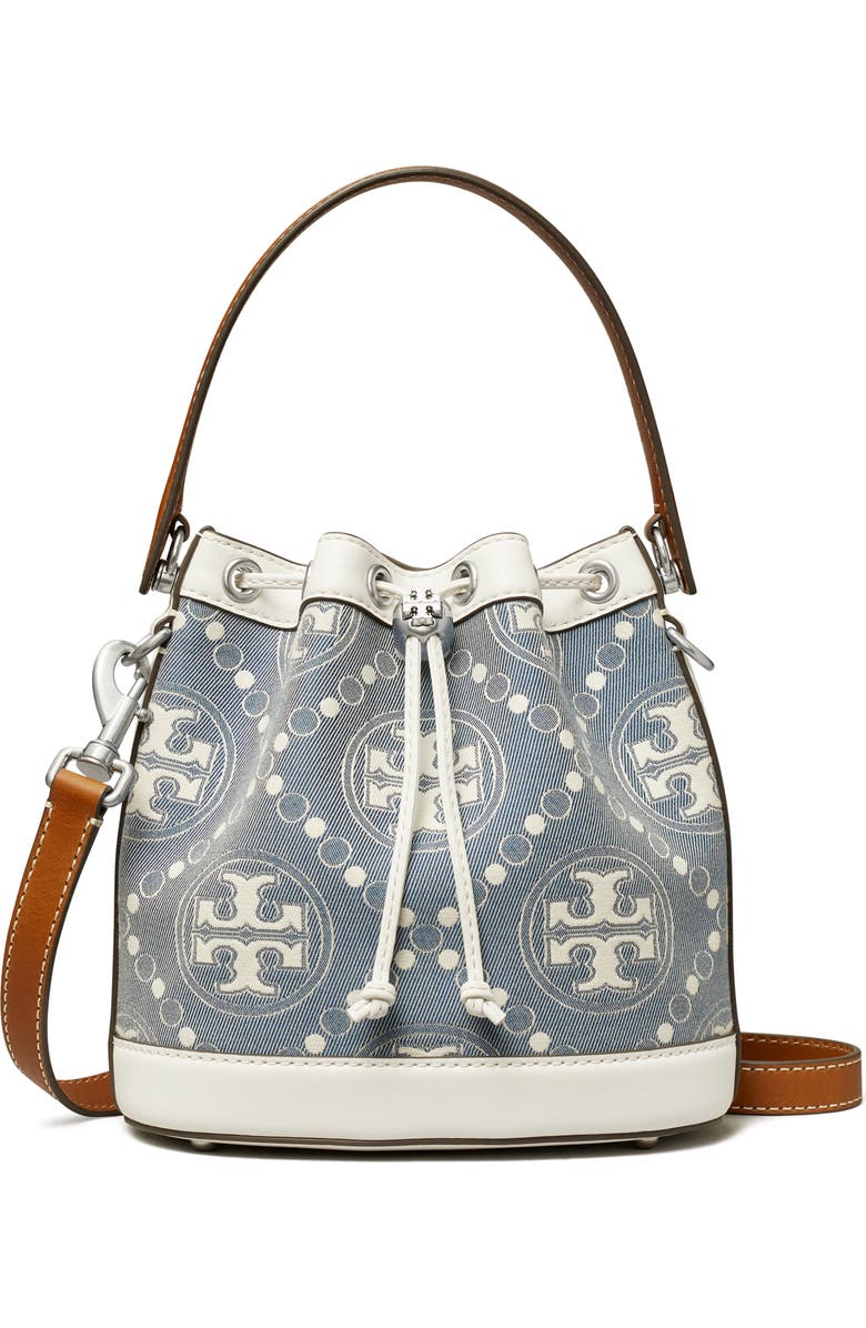 Tory Burch T Monogram Denim Bucket Bag, Main, color,