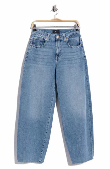 7 For All Mankind Bonnie High Waist Raw Hem Curvilinear Jeans