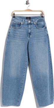 7 For All Mankind Bonnie High Waist Raw Hem Curvilinear Jeans