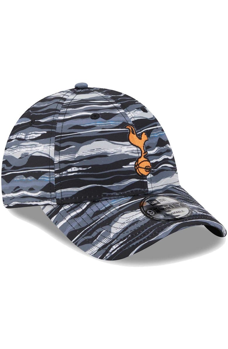 New Era Men's New Era Black Tottenham Hotspur Wave All Over Print 9FORTY Adjustable Hat, Alternate, color, Black