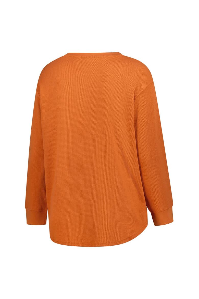 Women's Fanatics Burnt Orange Texas Longhorns Lace-Up Waffle Knit Plus Size Long Sleeve T-Shirt, Alternate, color, Burnt Orange