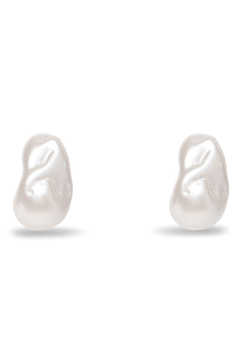 Worth Ave Button Faux Pearl Stud Earrings, Main, color, PEARL