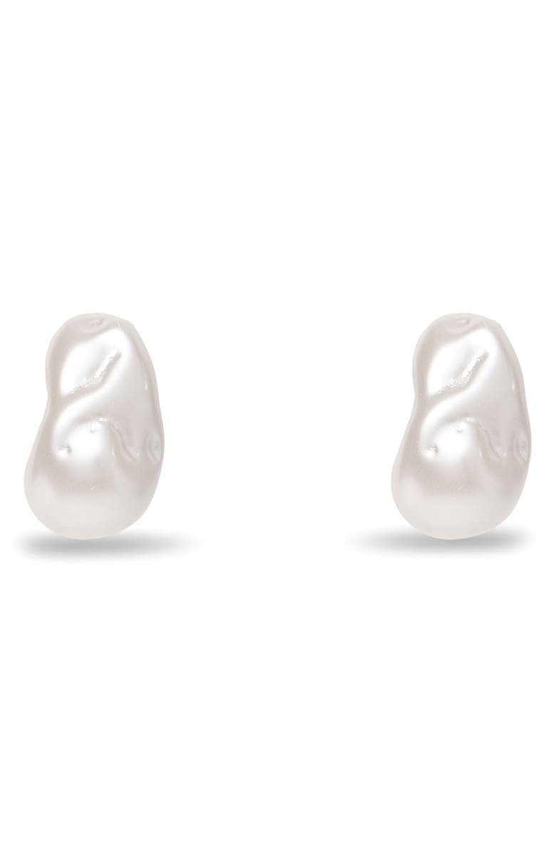 Lele Sadoughi Worth Ave Button Faux Pearl Stud Earrings, Main, color, Pearl