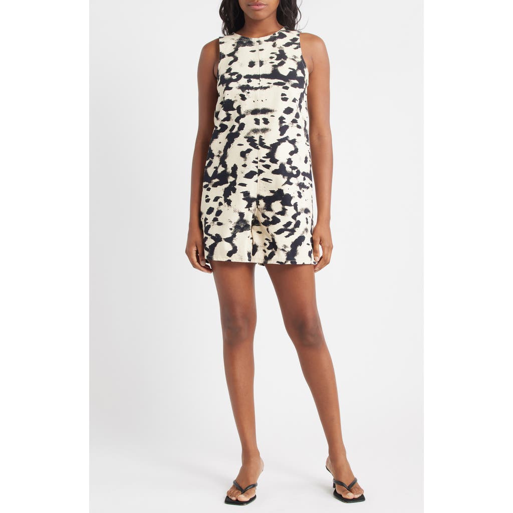 Topshop Animal Print Cotton Romper In Multi