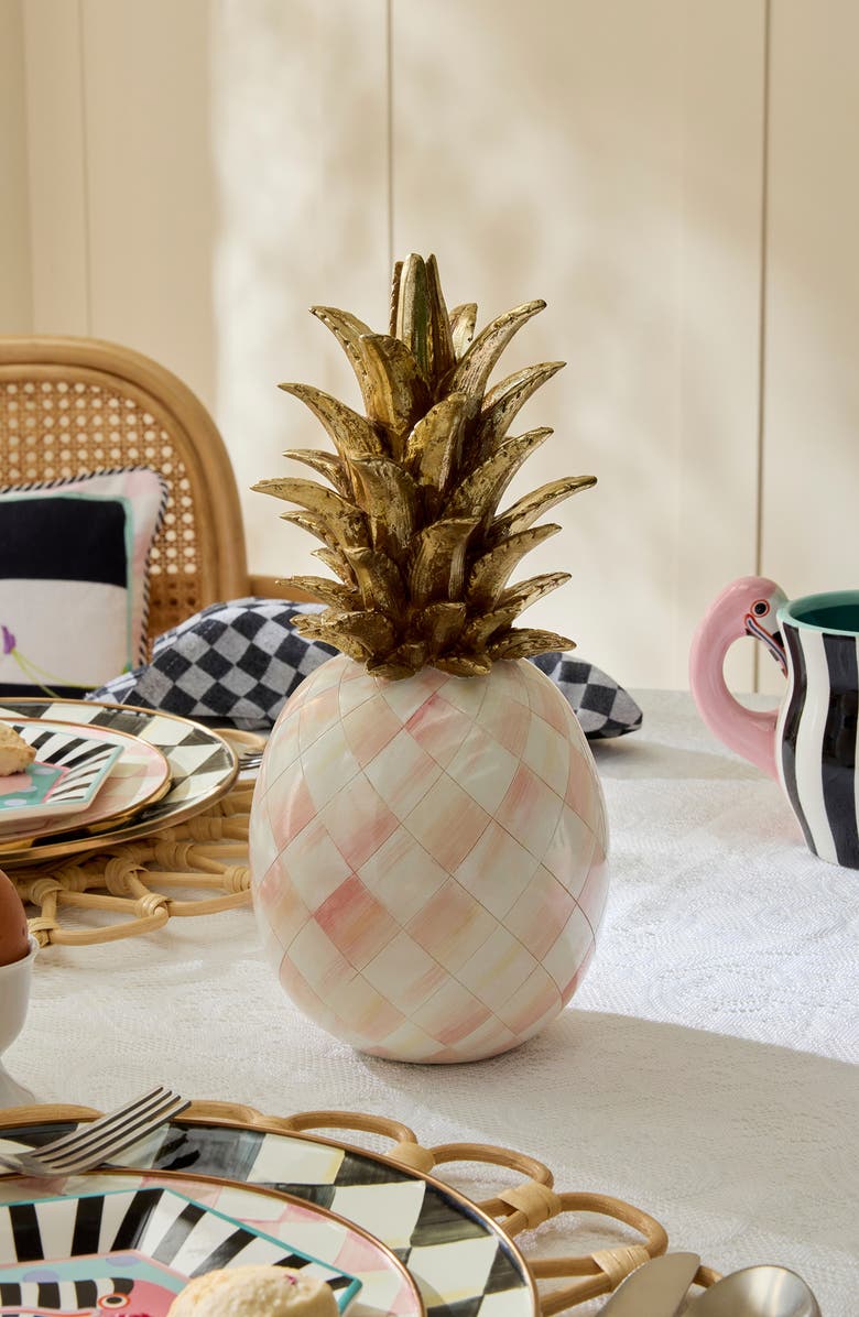 MACKENZIE CHILDS Rosy Pineapple Sculpture, Alternate, color, Rosy