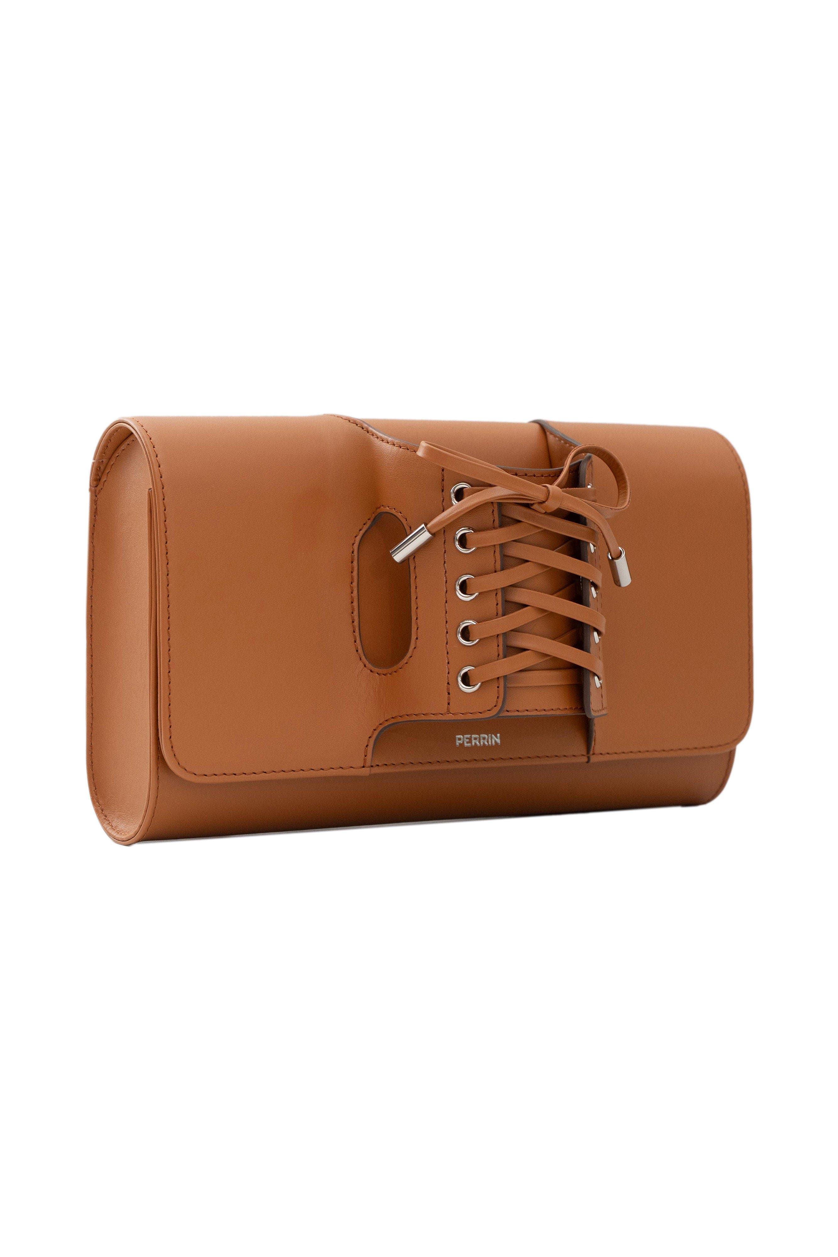 PERRIN PARIS La Corsette Clutch, Alternate, color, Caramel W/ Espresso Edge Wax