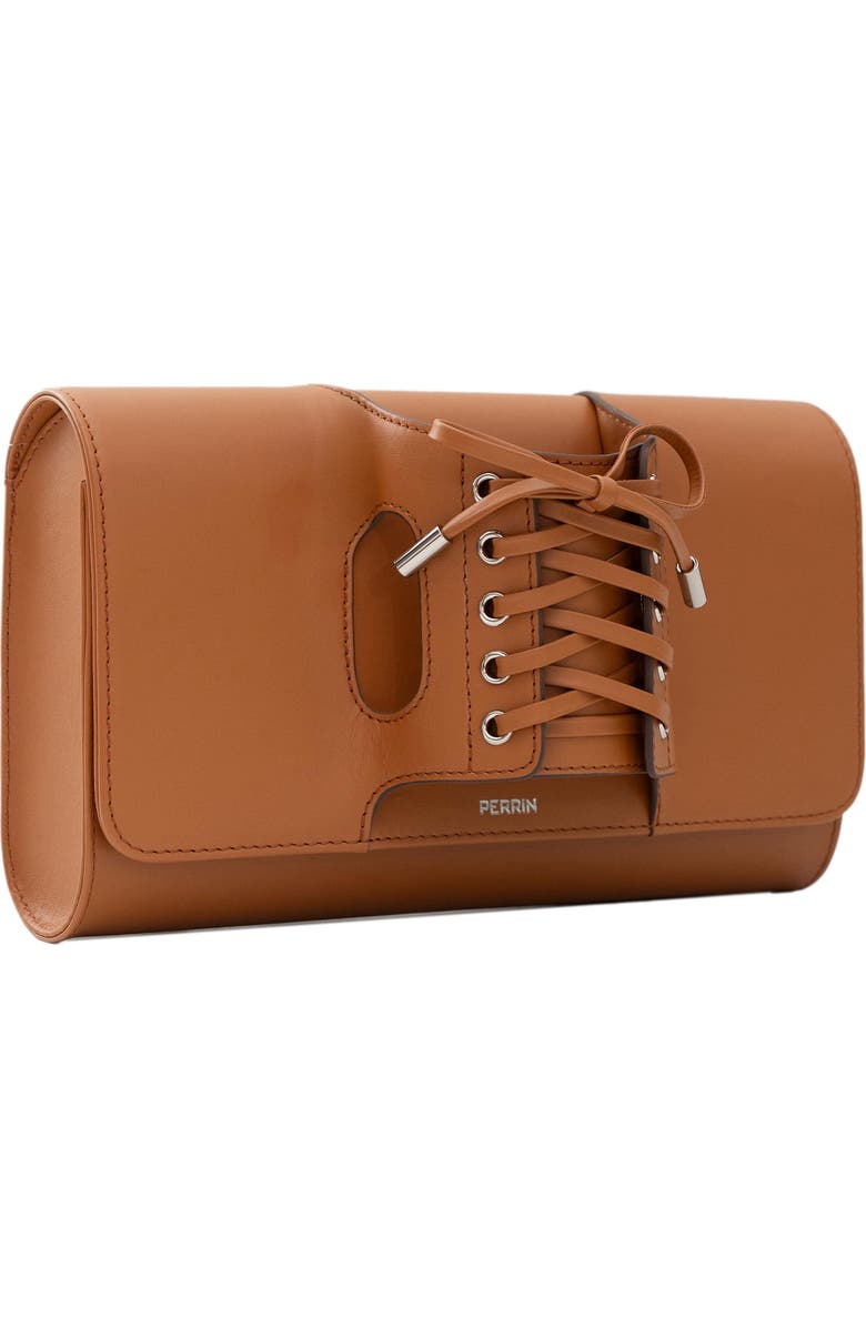 PERRIN PARIS La Corsette Clutch, Alternate, color, Caramel W/ Espresso Edge Wax