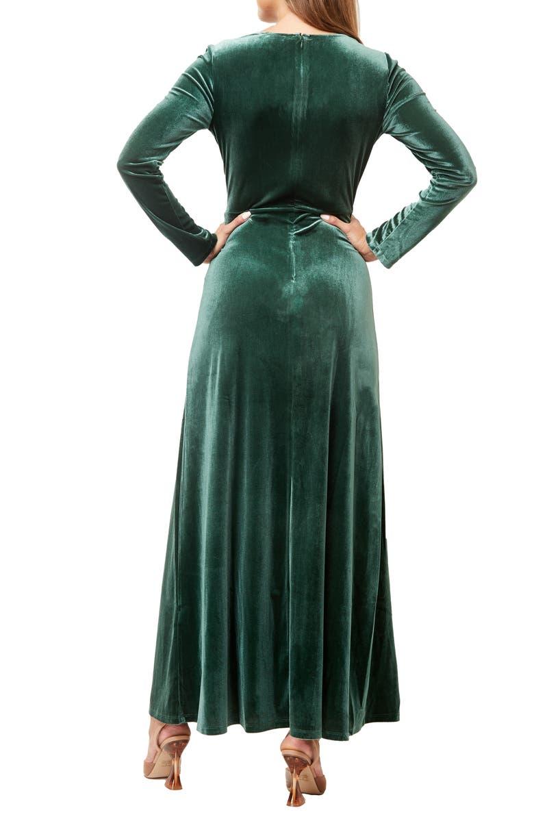 Love By Design Long Sleeve Velvet Maxi Dress, Alternate, color, Emerald