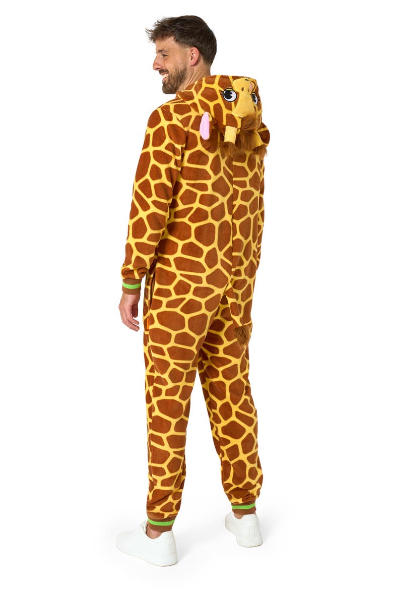 Giraffe Hooded Fleece Costume Jumpsuit, Alternate, color, BEIGE