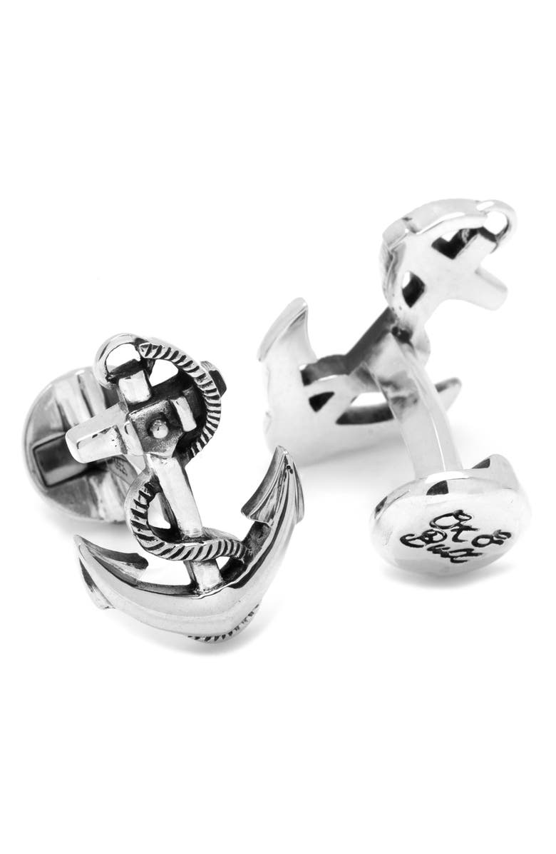 Cufflinks, Inc. Silver Anchor Cuff Links, Alternate, color, Silver