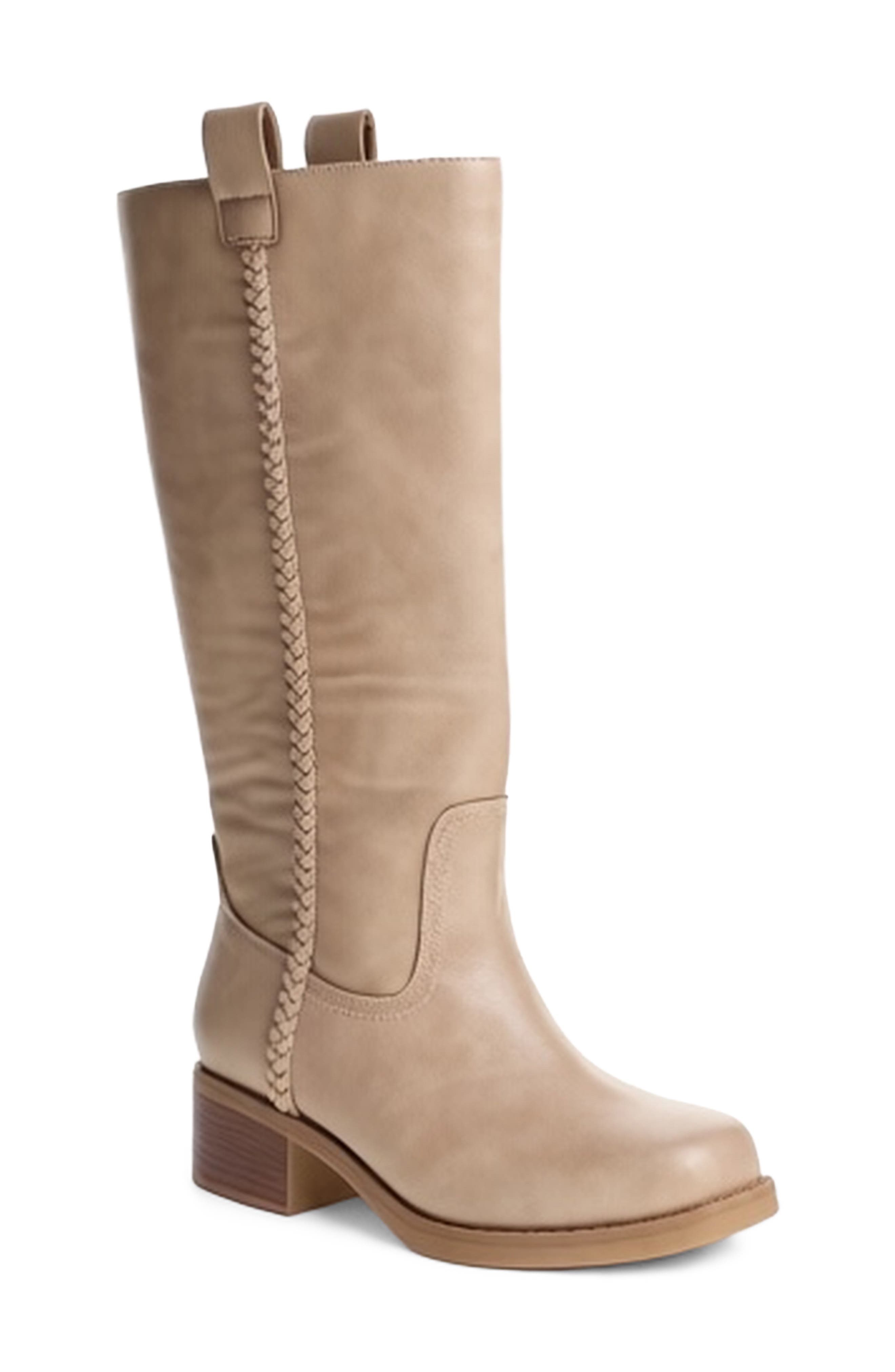 Underhill Knee High Faux Leather Boot, Main, color, SEMOLINA