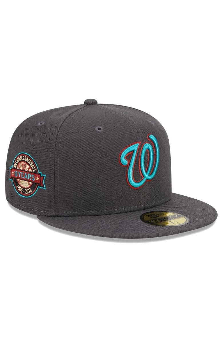 New Era Men's New Era Graphite Washington Nationals Print Undervisor 59FIFTY Fitted Hat, Alternate, color,