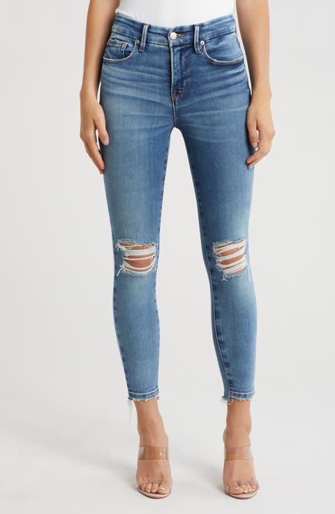 Good Petite Ripped Step Hem Skinny Jeans (I521) (Petite & Petite Plus)