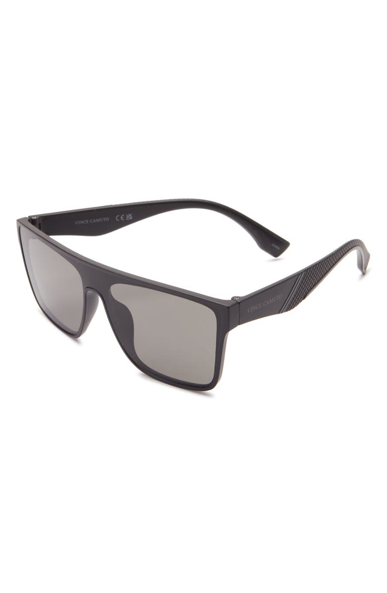 Vince Camuto Flat Top Shield Sunglasses, Alternate, color, Black Grey