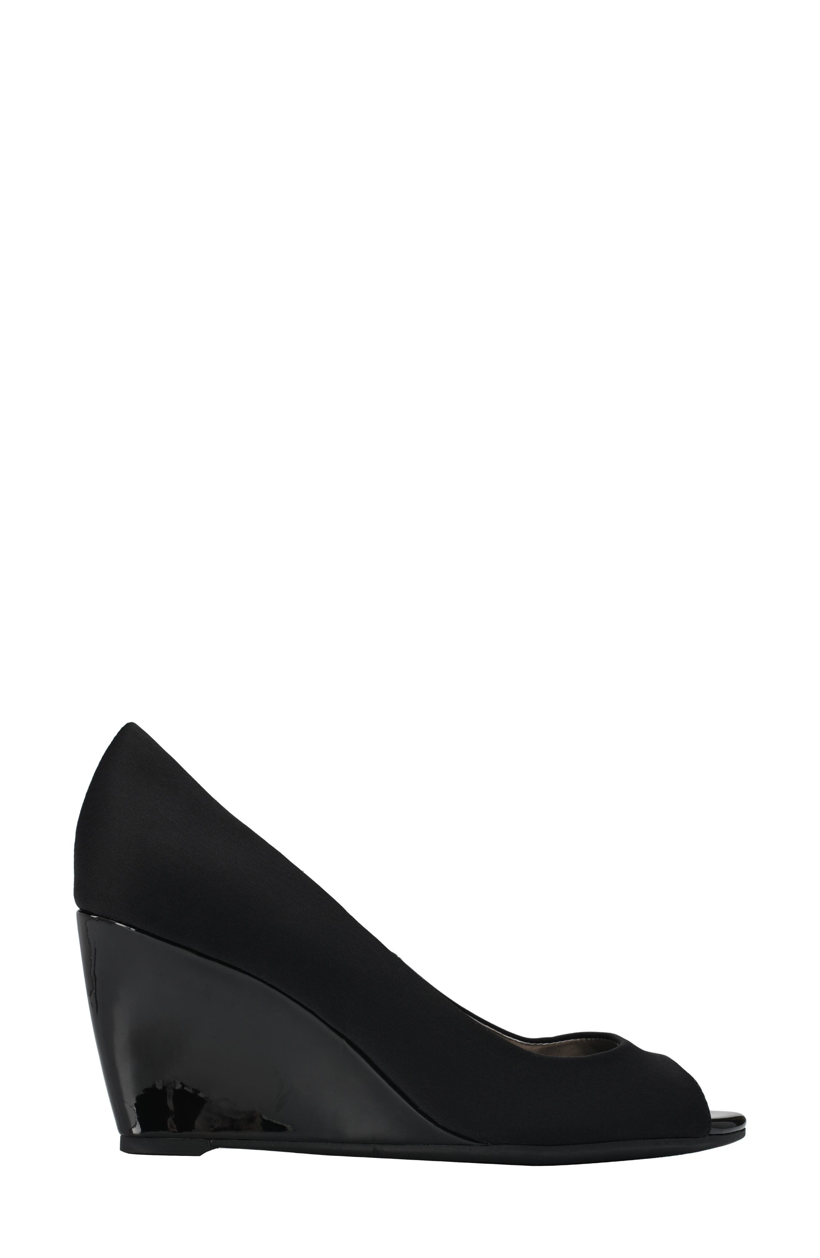 Bandolino Tuff Love Peep Toe Wedge Pump, Alternate, color, Black