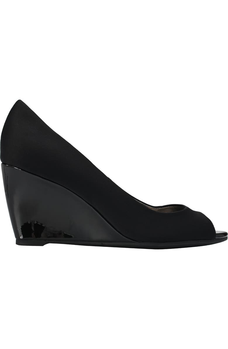 Bandolino Tuff Love Peep Toe Wedge Pump, Alternate, color, Black