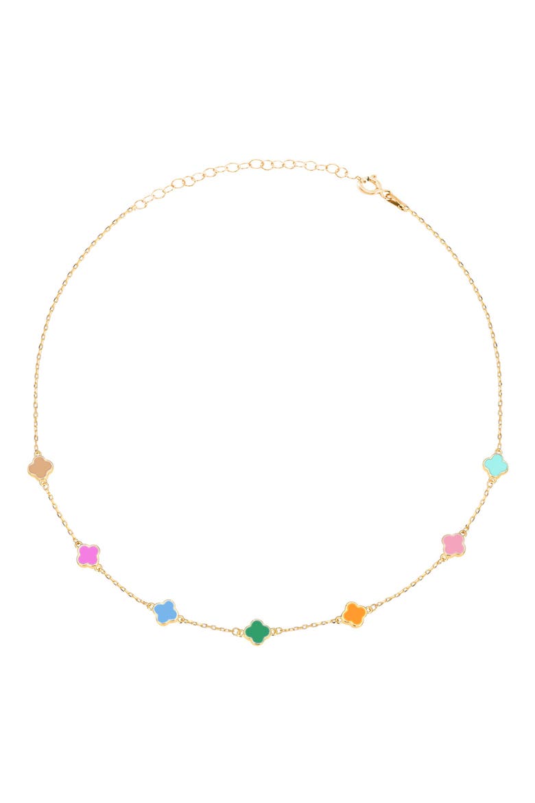 Enamel Clover Station Necklace, Main, color, GOLD/MULTI