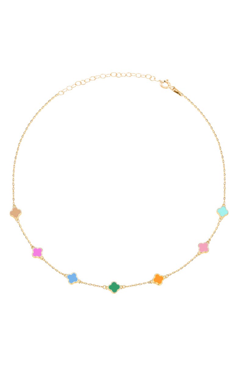 GABI RIELLE Enamel Clover Station Necklace, Main, color, 